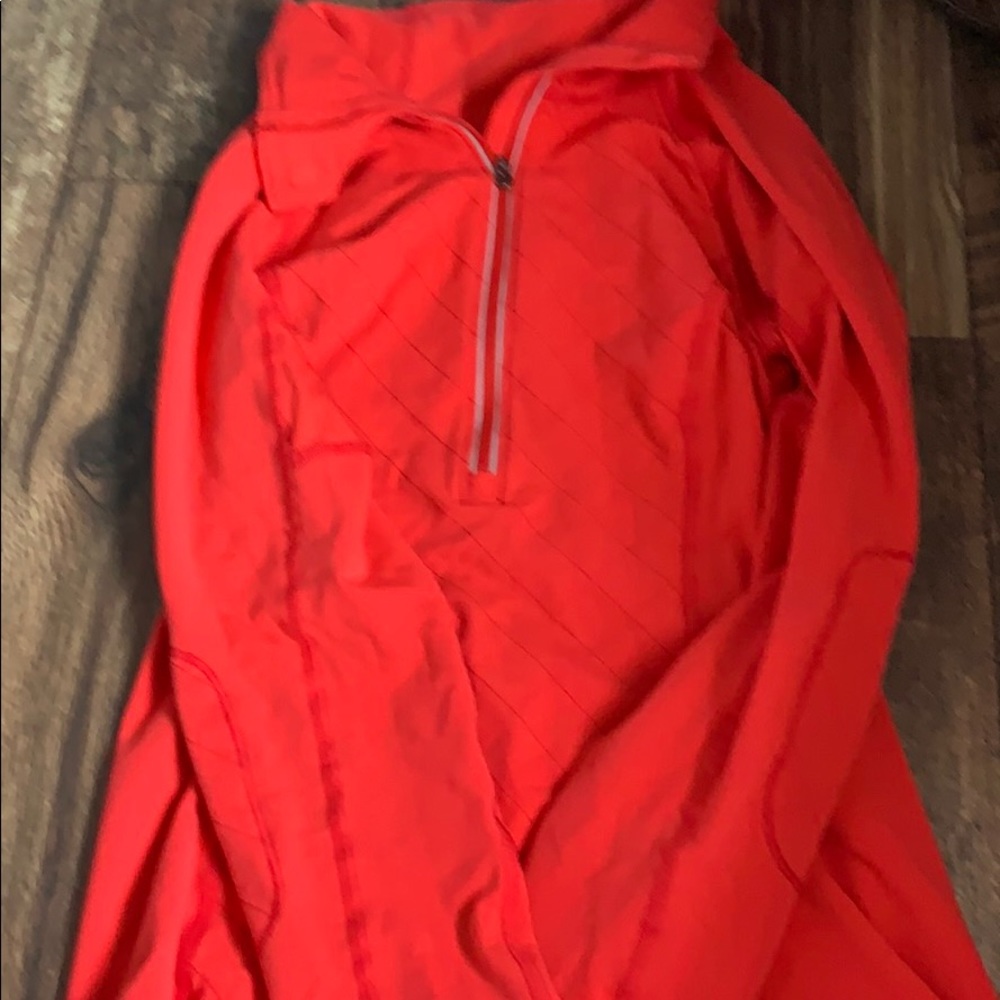 bright red lululemon quarter zip